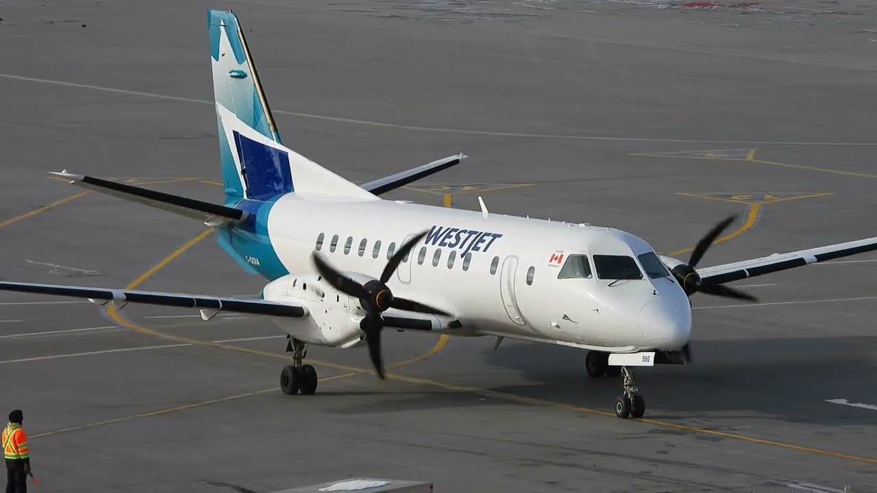 WestJet Saab 340 Landing and Shutdown