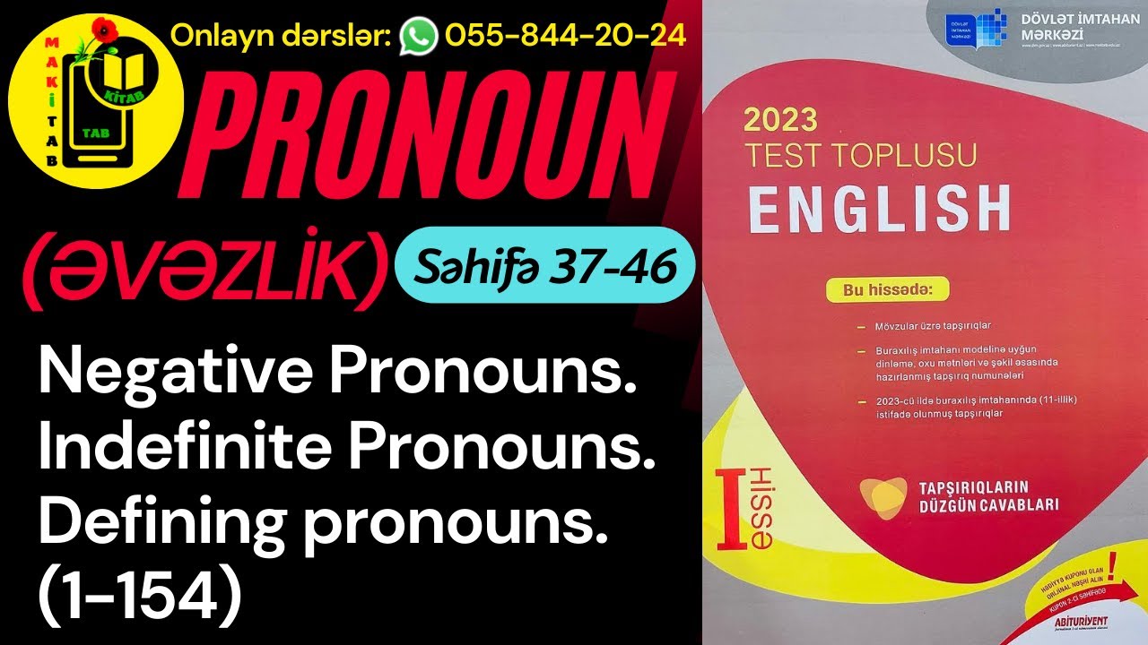 DİM YENİ TEST TOPLUSU 2023 İNGİLİS DİLİ | Negative Pronouns. Indefinite Pronouns 1-154 | Tam İzah