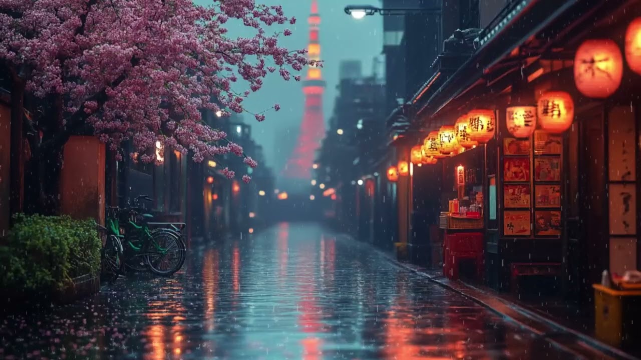 Small Tokyo Noodle Shop on a Rainy Night | Cozy Lo-fi Ambience for Sleep & Focus | 4K