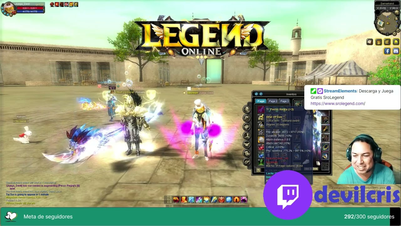 😉 LEGEND ONLINE / Subiendo TwoHanded Sword Dg15 a +15 en directo por twitch / Subira talvez 😉