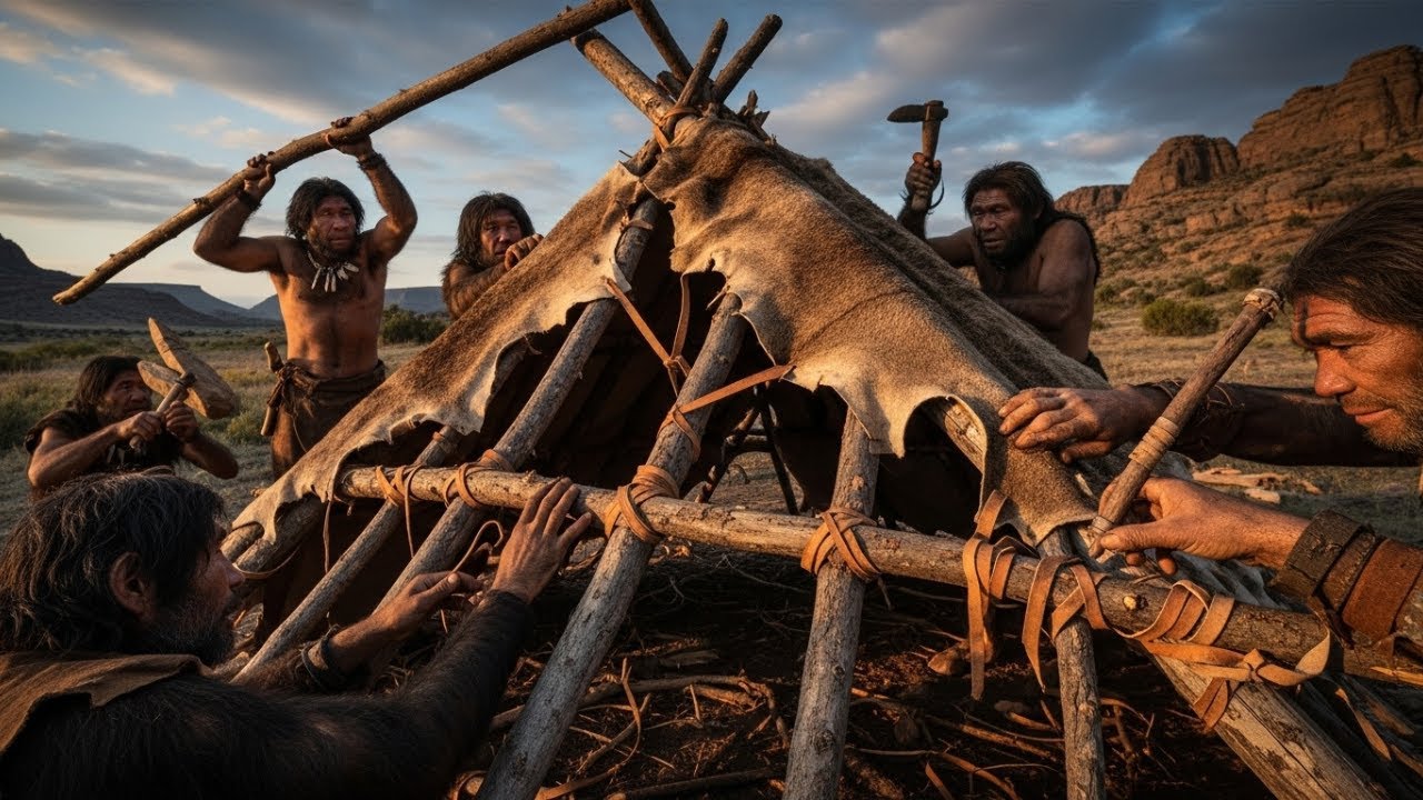 Early Human Architecture: Building Prehistoric Shelters #humanevolution #earlyhumans #paleontology