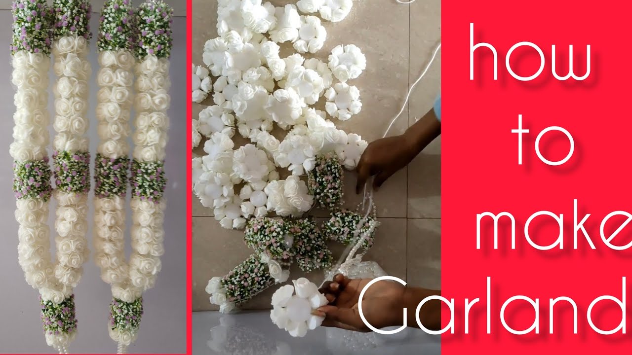 DIY Garland Making Step by Step | White Artificial Flower Mala