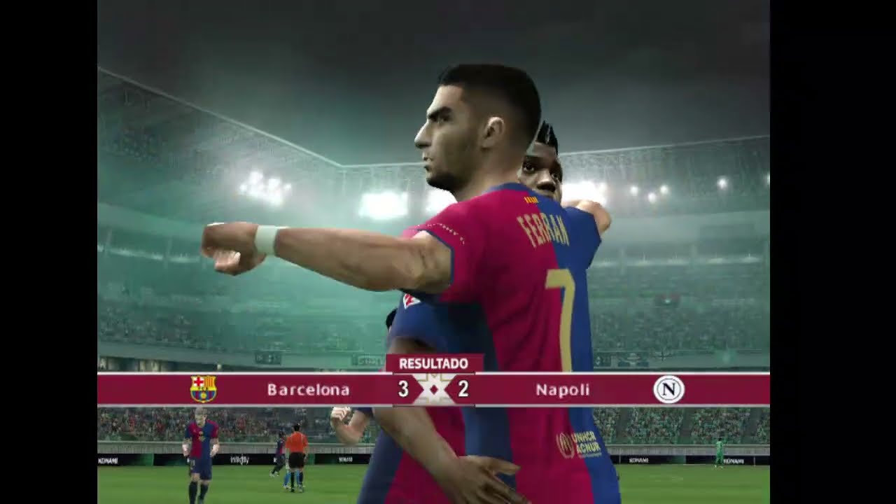 Partidazo entre el F C  Barcelona y el Napoli Champions League PES 6 INFINITY PATCH FINAL SEASON