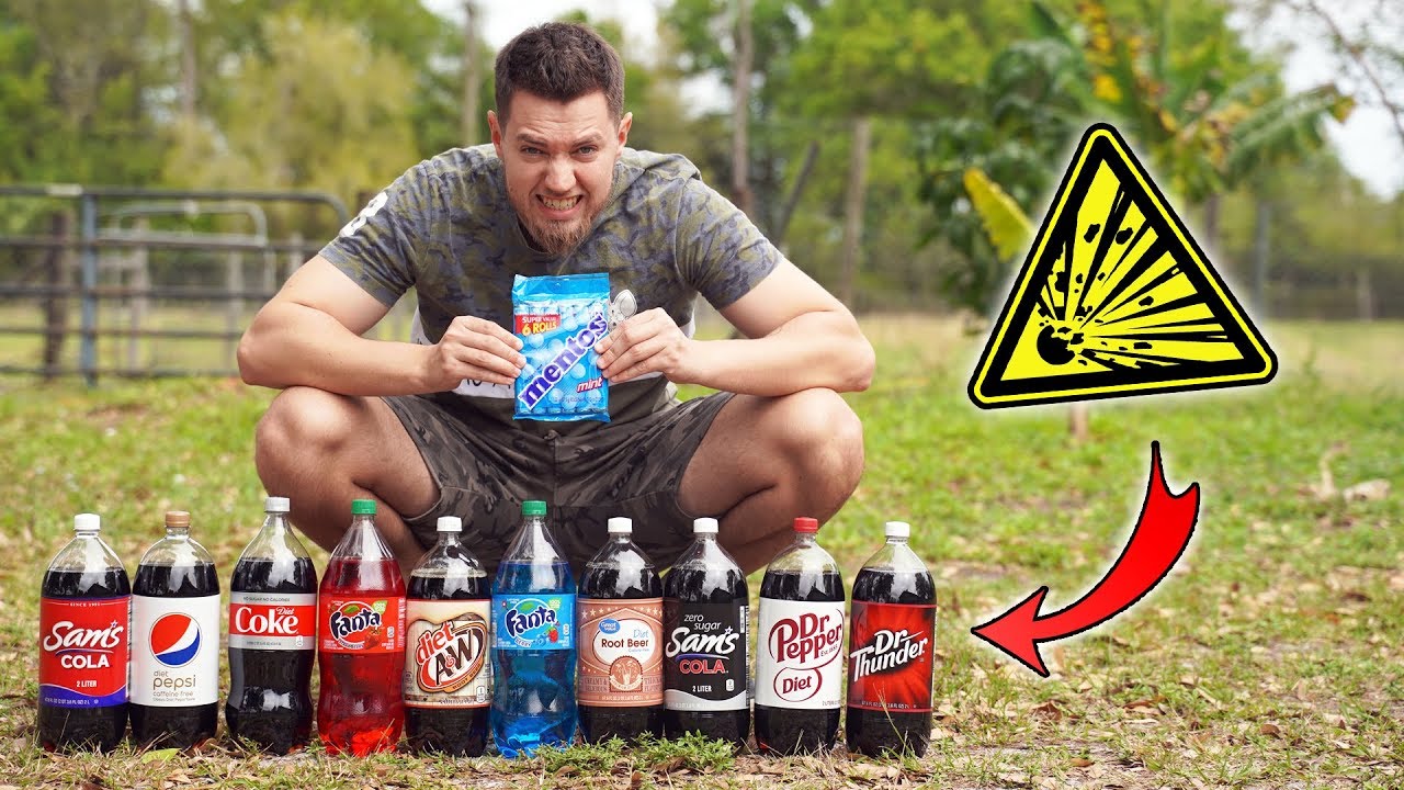 Experiment - Welche SORTE COLA reagiert am BESTEN mit MENTOS?