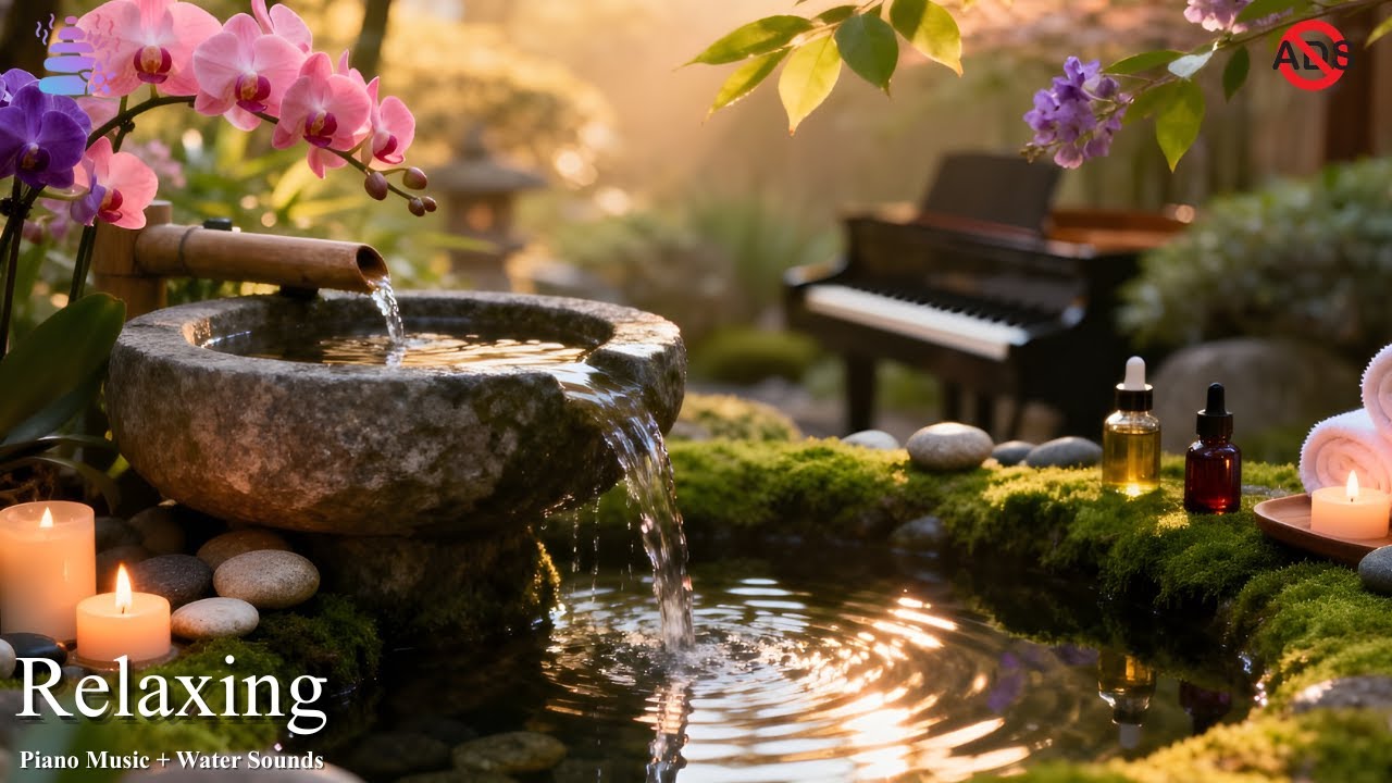 Relaxing Music Relieves Stress, Anxiety and Depression 🌿 Bamboo Water Sounds & Healing Piano Music.