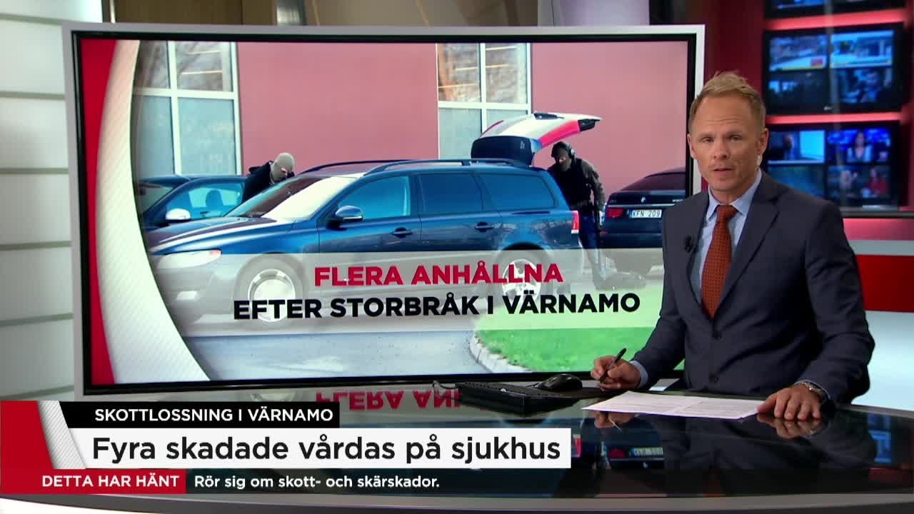 Åtta anhållna efter skottlossningen i Värnamo - Nyheterna (TV4)