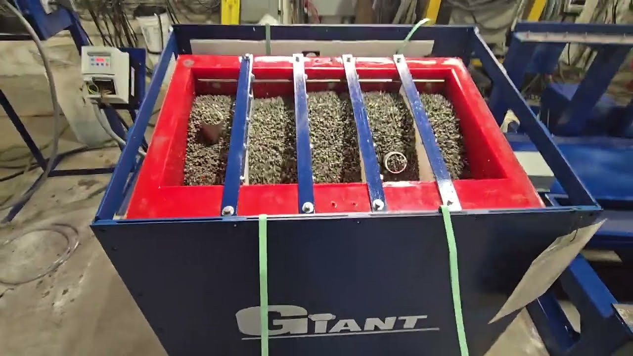 Aerospace large parts vibratory deburring. Giant Finishing vibratory tub