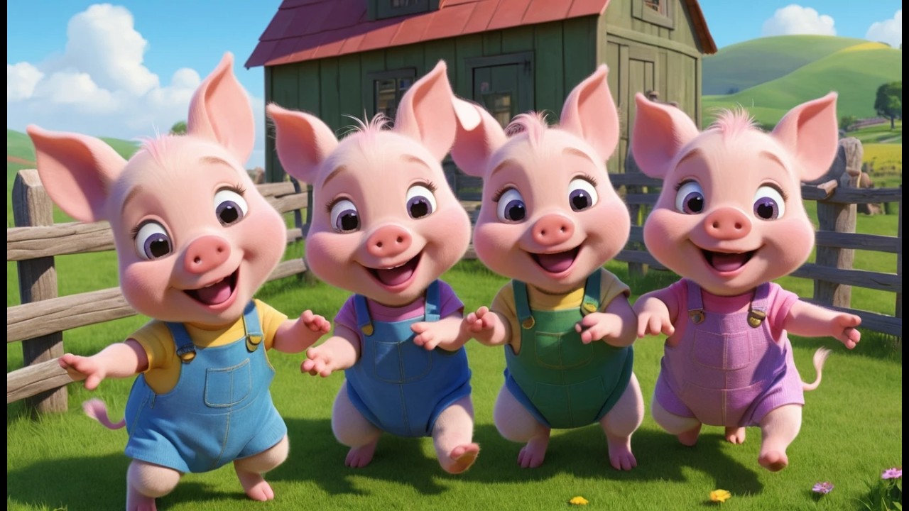 Vijf Kleine Biggetjes Wiebelen, Wiebelen, Wiebelen | Grappige Boerderijliedjes & Tellen