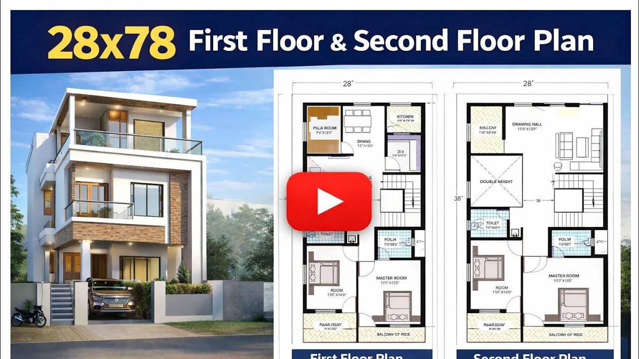 28 x 78 first and second floor Best plan#reels #viralvideo #construction #civilengineering #youtube