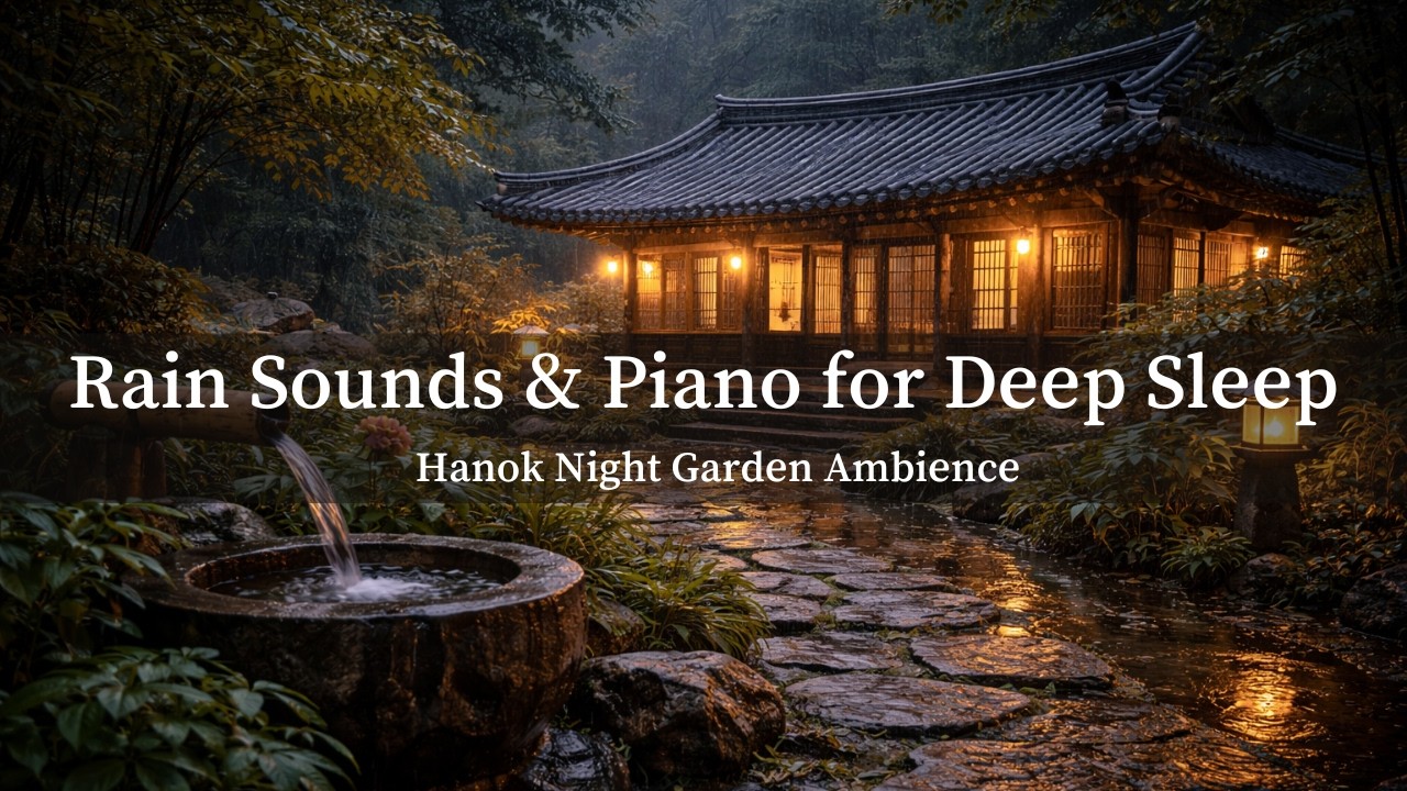 Rain Sounds & Piano for Deep Sleep, Hanok Night Garden Ambience