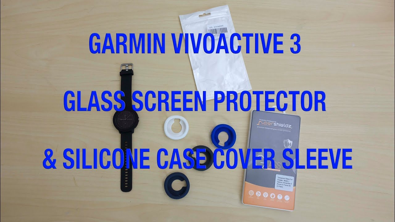 Garmin Vivoactive 3 Glass Screen Protector and Silicone Case Cover Sleeve