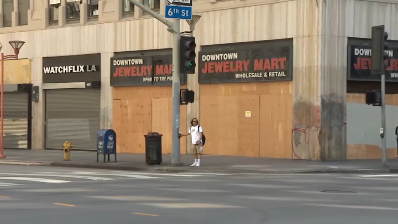 Empty shops, graffiti-covered buildings in downtown LA after ICE raids