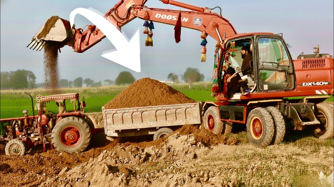 Excavator Doosan 140 Machines.Large Excavator machine.Machines videos.Tractor trolly videos