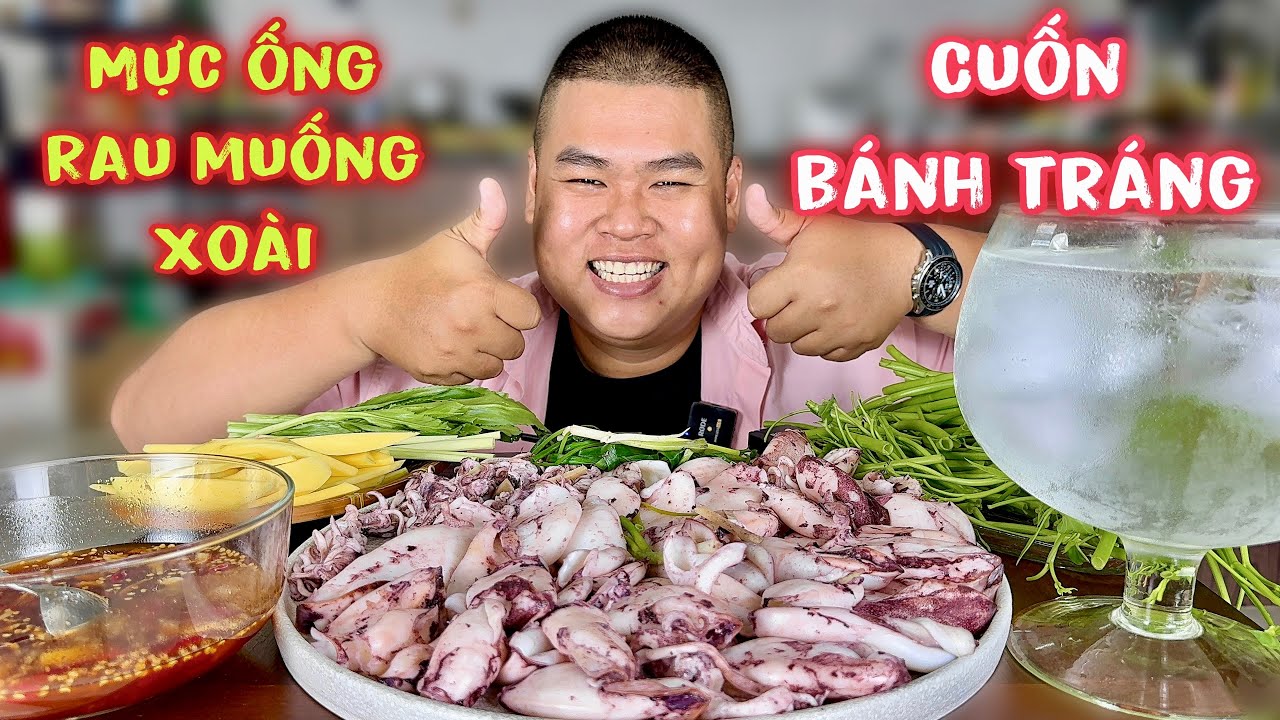 Thưởng Thức Món Ăn Siêu Hot Mực Hấp Rau Muống Xoài Cuốn Bánh Tráng Mè Ngon Đụng Nóc