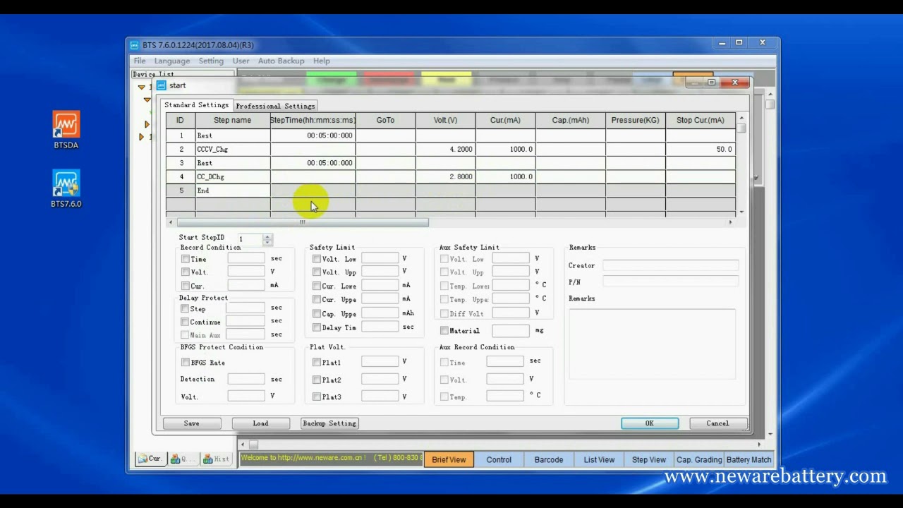 How to perform cycle life test on Neware BTS4000