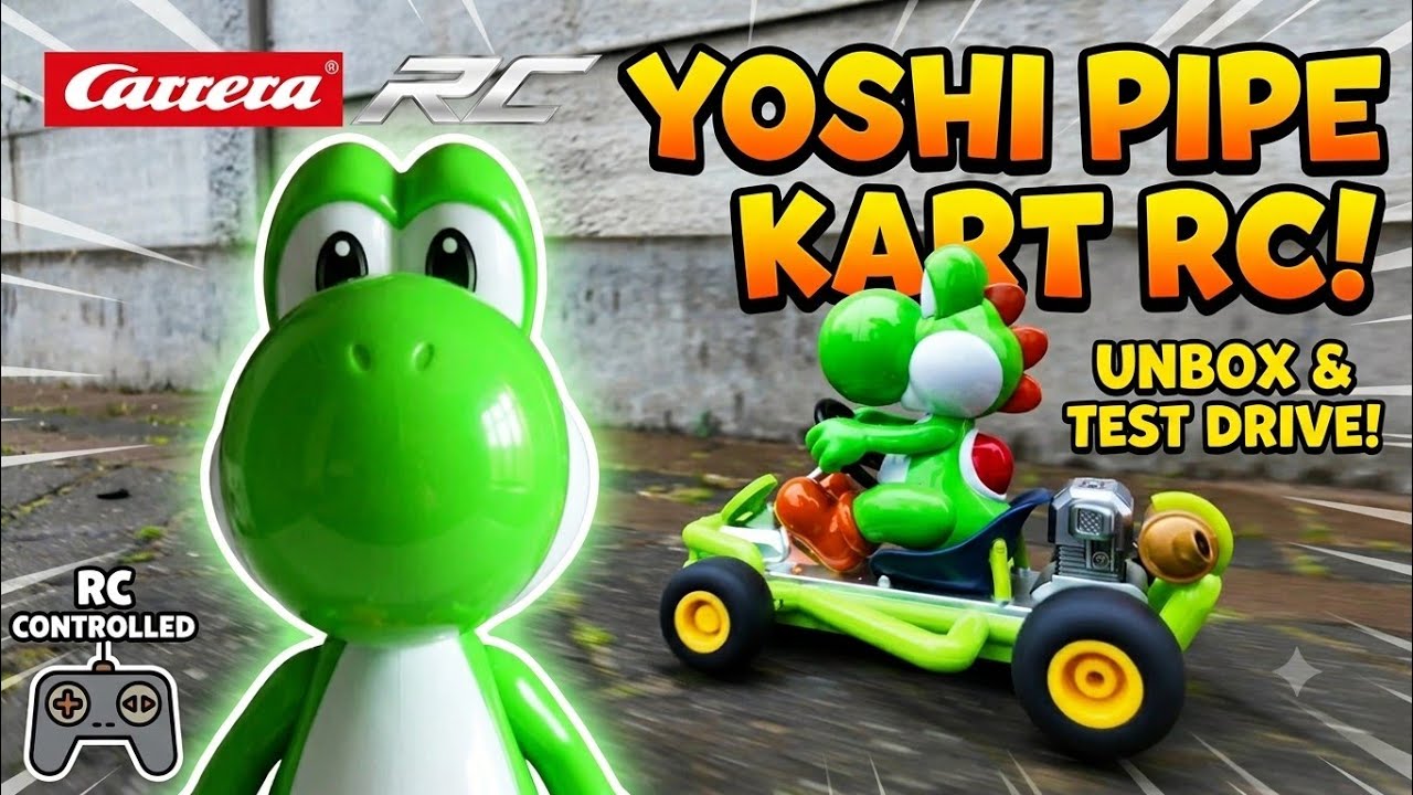 YOSHI (Mario Kart) PIPE KART 1:18 Радиоуправляемая модель от Carrera &mdash; РАСПАКОВКА И ТЕСТ! #superm...