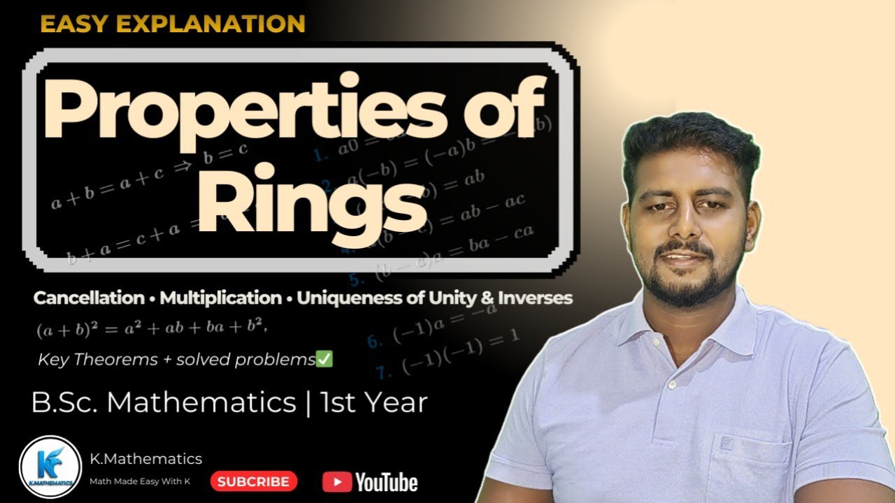 Properties of Rings | Cancellation, Multiplication, Uniqueness of Unity & Inverses | BSc 1st Year