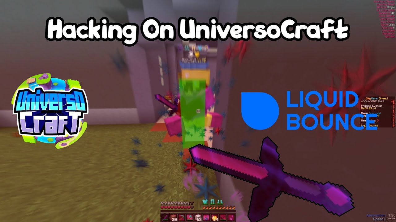 Universocraft Hacking w/ LiquidBounce | FREE | Killaura, Telly Scaffold ,Backtrack | Polar Hacking
