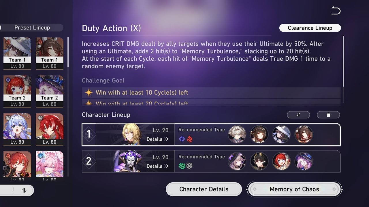 HSR Memory of Chaos Duty Action Stage 10 (Autoplay)