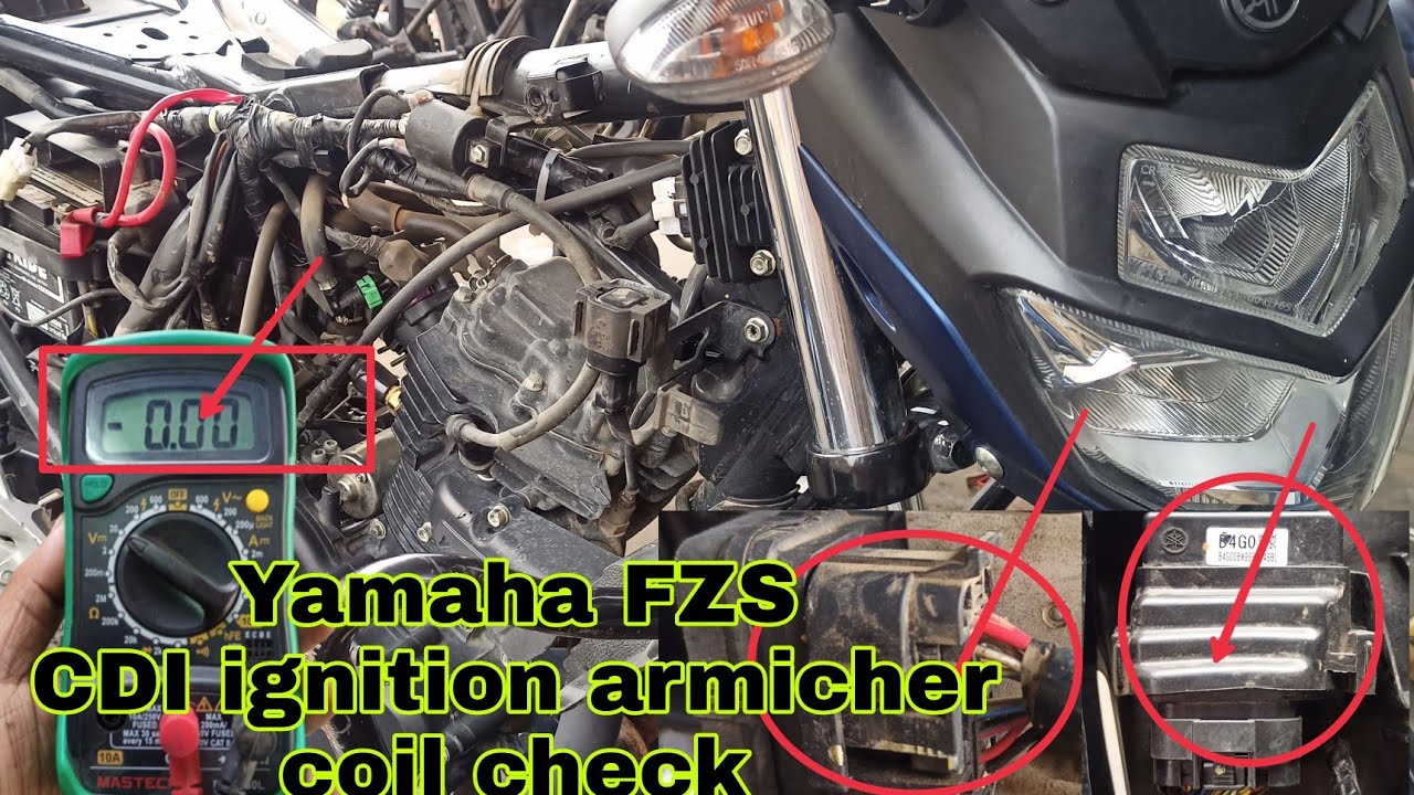 Yamaha FZS  wiring CDI ignition armicher coil check यामाहा FZS वायरिंग सीडीआई इग्निशन अर्मिचर कोयल