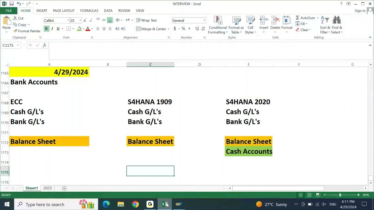 SAP S/4 HANA FICO: Cash Account Concept for Bank GL's - Part 1