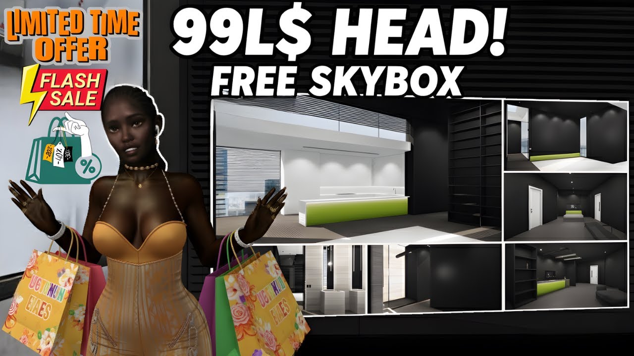 🥇 Free Gifts in Second Life 🎁 99L$ Akeruka Head, Free Skybox, Flash Sales & Discounts