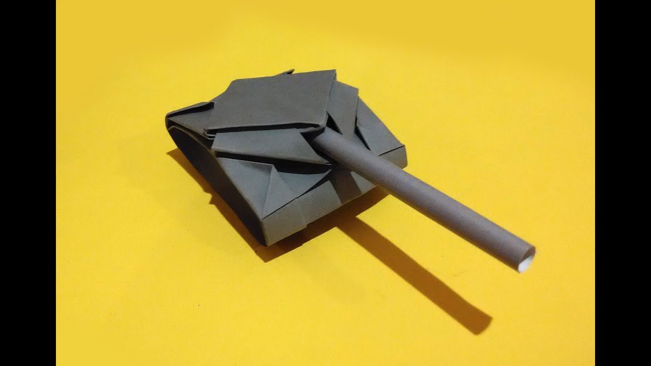 Paper tank. Origami tank (easy 2 minutes)
