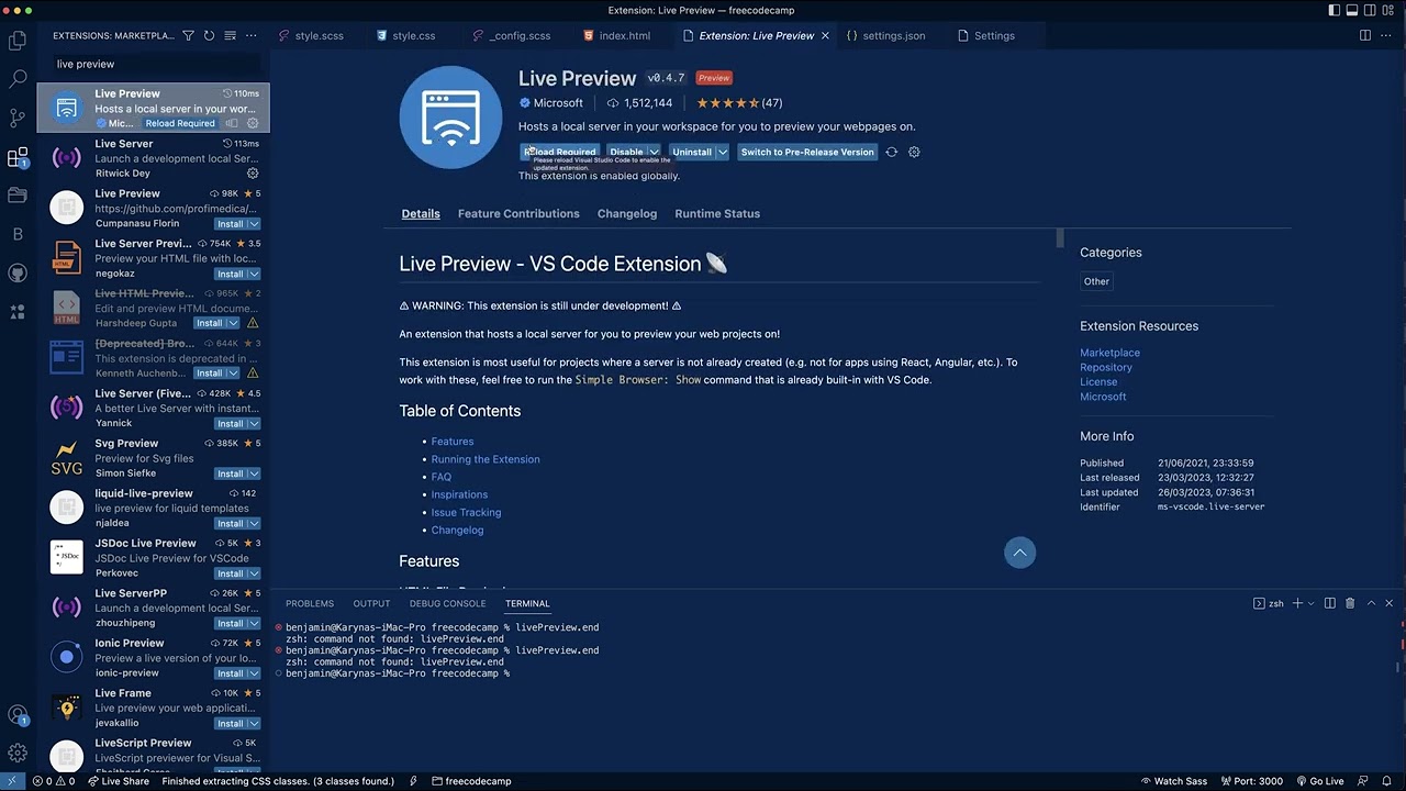 FIX! Live Preview Extension Visual Studio Code