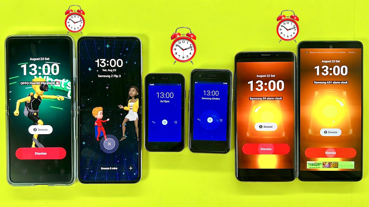 Alarm Clocks on OPPO Find N2 Flip+Samsung Z Flip3+XS 15+Samsung S25Ultra+Samsung S9+Samsung A51 