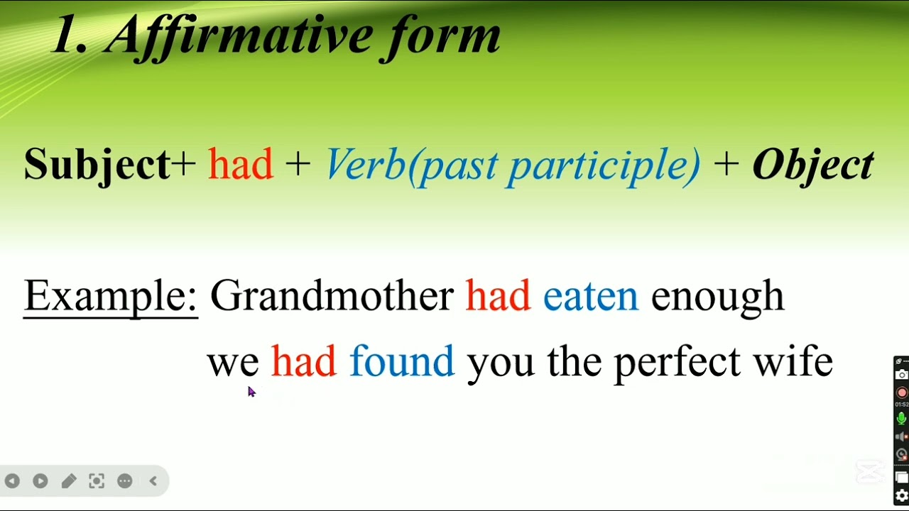 Past perfect tense 1