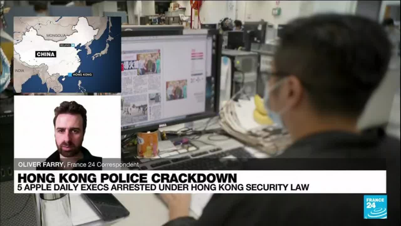Hong Kong police raid pro-democracy newspaper Apple Daily, arrest five under national security law