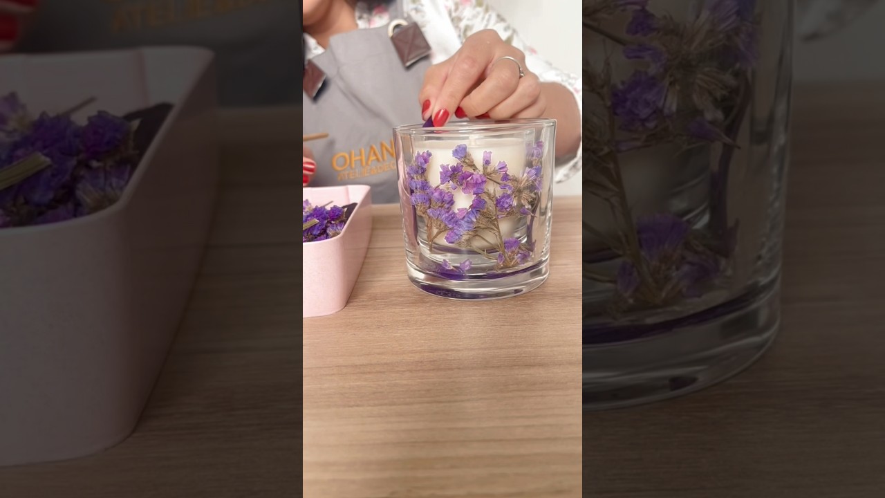 Vela com flores secas | Decore com velas