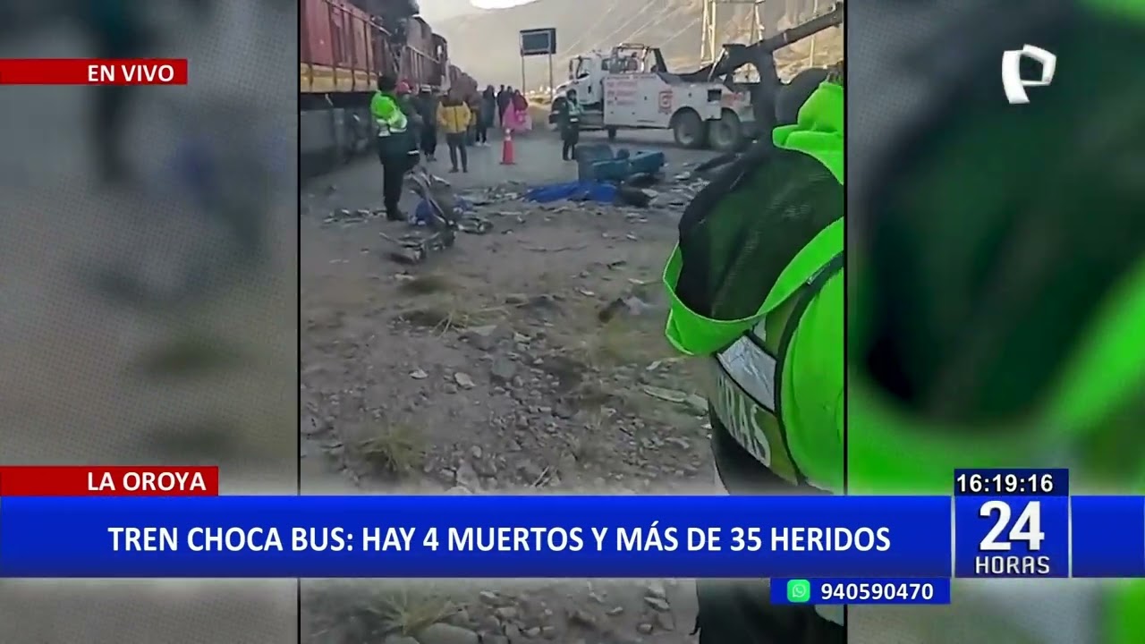 Tragedia en La Oroya: choque entre bus y tren deja cuatro muertos y más de 35 heridos