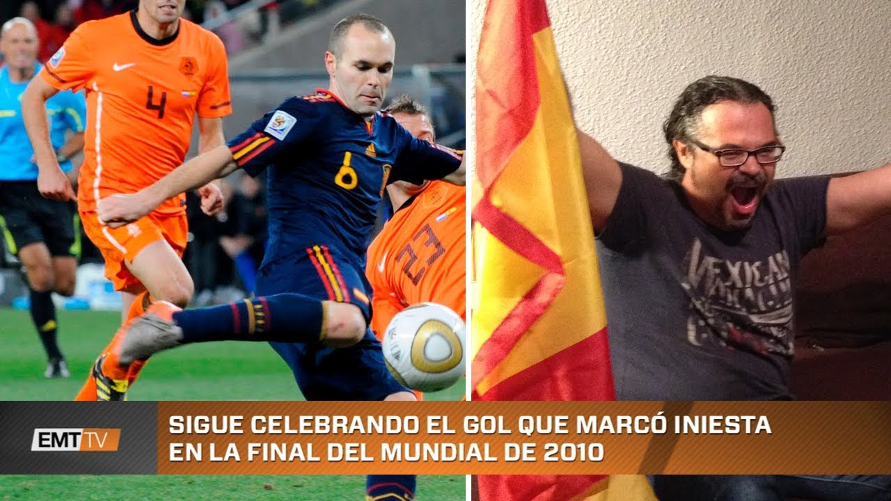 Un aficionado sigue celebrando el gol de Iniesta a Holanda en la final del mundial | El Mundo Today.