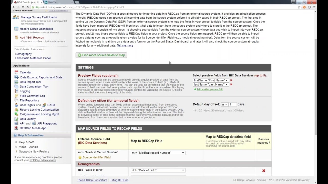 REDCap Topic Session - Dynamic Data Pull (DDP) Demo