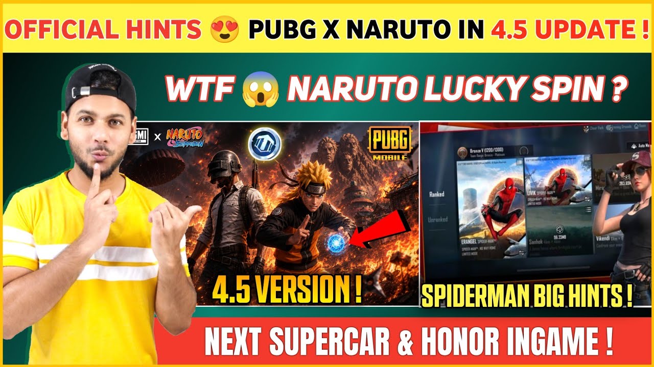 GOOD NEWS 🔴 Pubg X Naruto 4.5 ? | Next Lucky Spin | 4.5 SuperCar | Bgmi 4.5 Update | Honor Spin