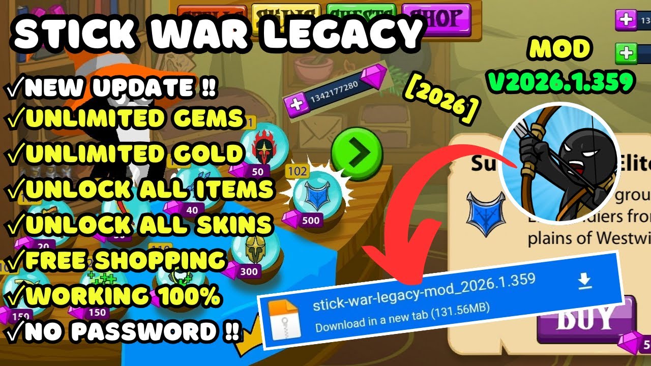 Stick War Legacy MOD APK v2026.1.359 | Mod Menu New Update 2026