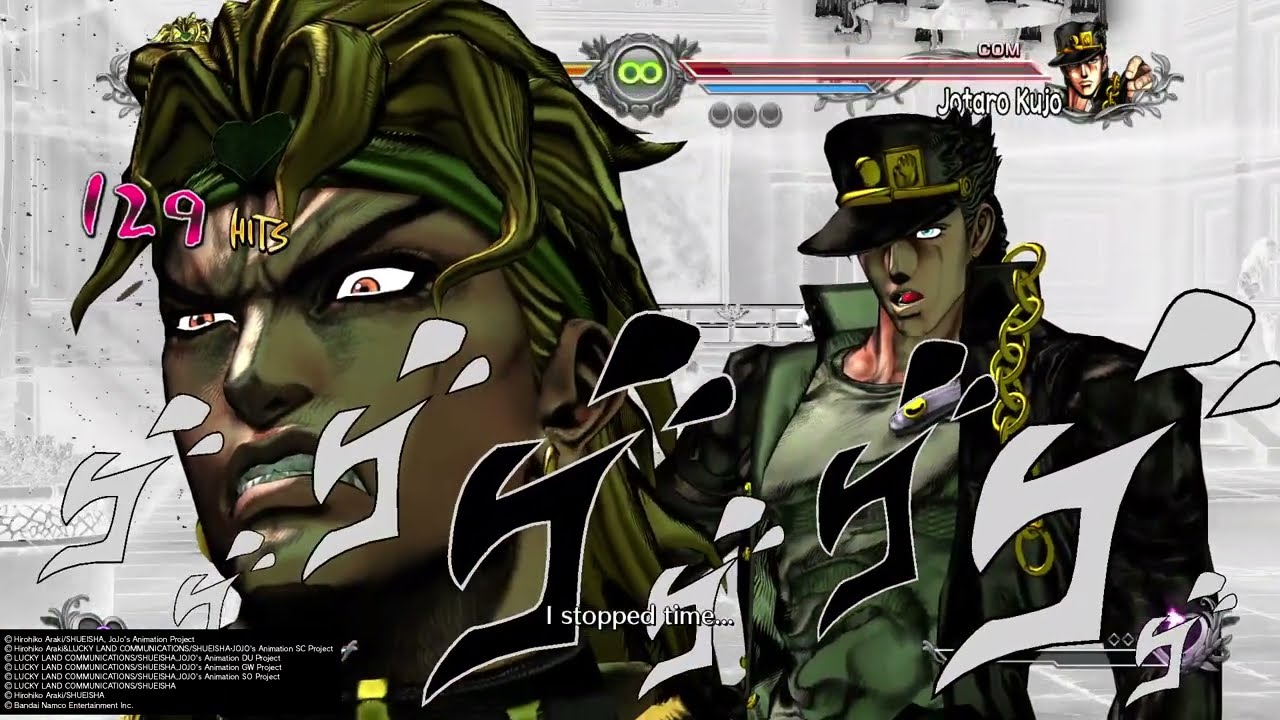 JJBA All-Star Battle R - DIO VS. Jotaro Roadroller GHA interaction.