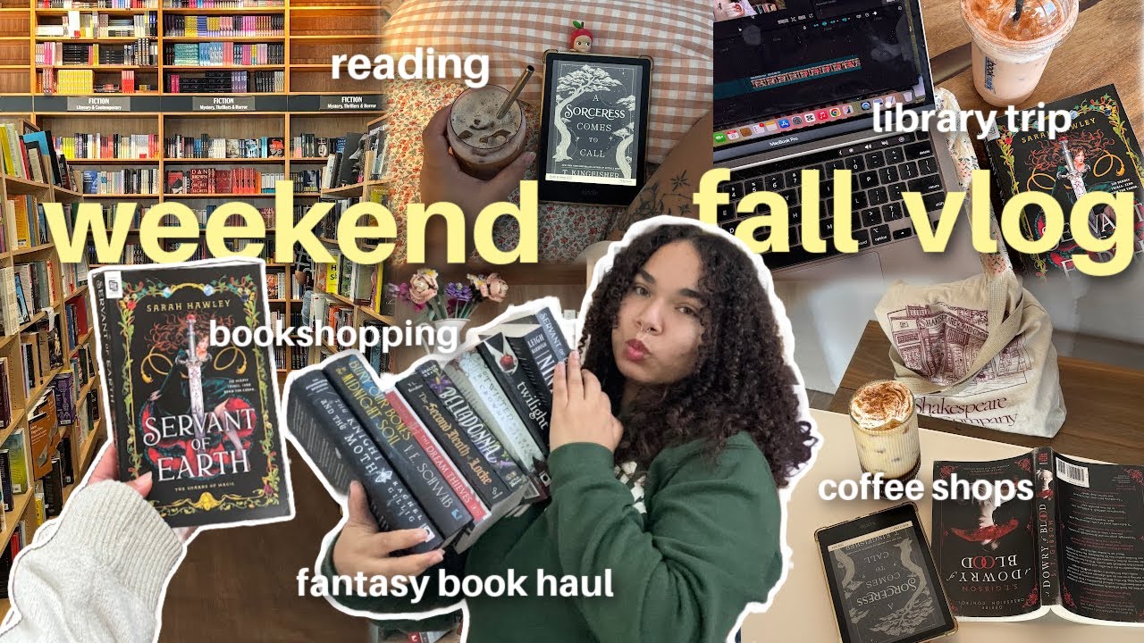weekend fall vlog 🕯️🍂🌟 bookshopping, fantasy book haul, trip to the library and irl bookclub