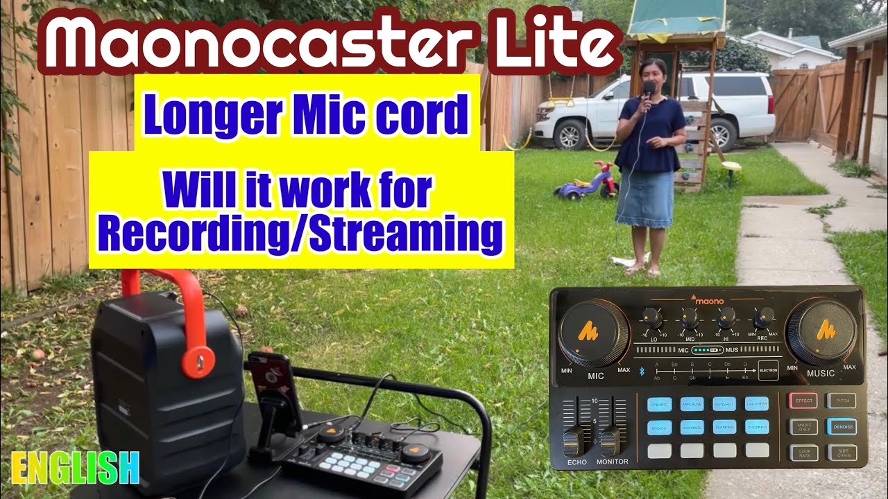 Maonocaster Lite - Connect longer Mic Cord and Portable Speaker for Karaoke or Streaming