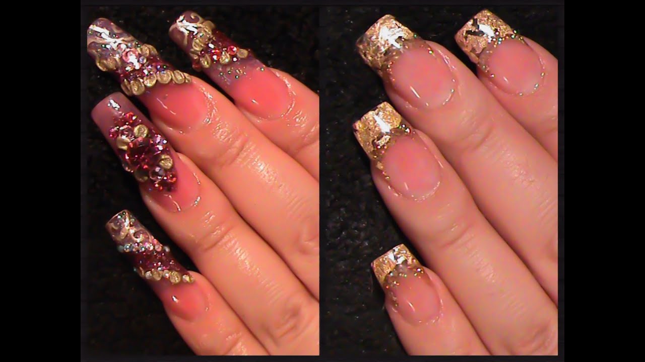 Uñas Acrilicas: Cambio De Diseño- Acrylic Gold Nails