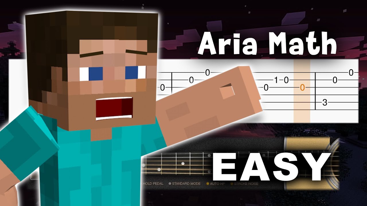 Minecraft - Aria Math - EASY Guitar tutorial (TAB)