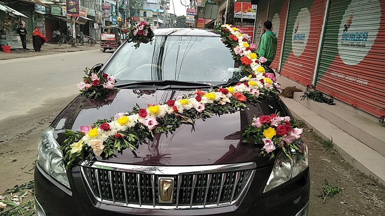 Just Married Car Decorations Idea with Flowers