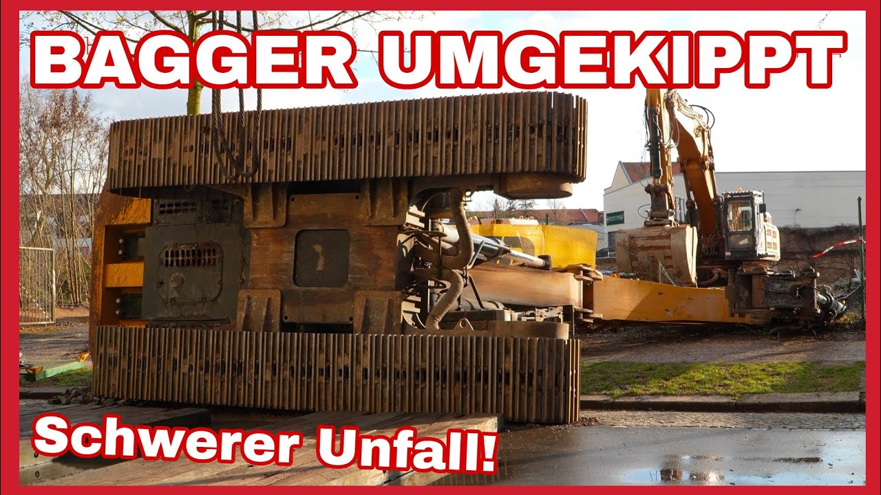 ⚠️UNFALL auf Baustelle in Leipzig🆘50 Tonnen Bagger umgekippt‼️SCHWERE BERGUNG mit zwei Kr&auml;nen⚠️