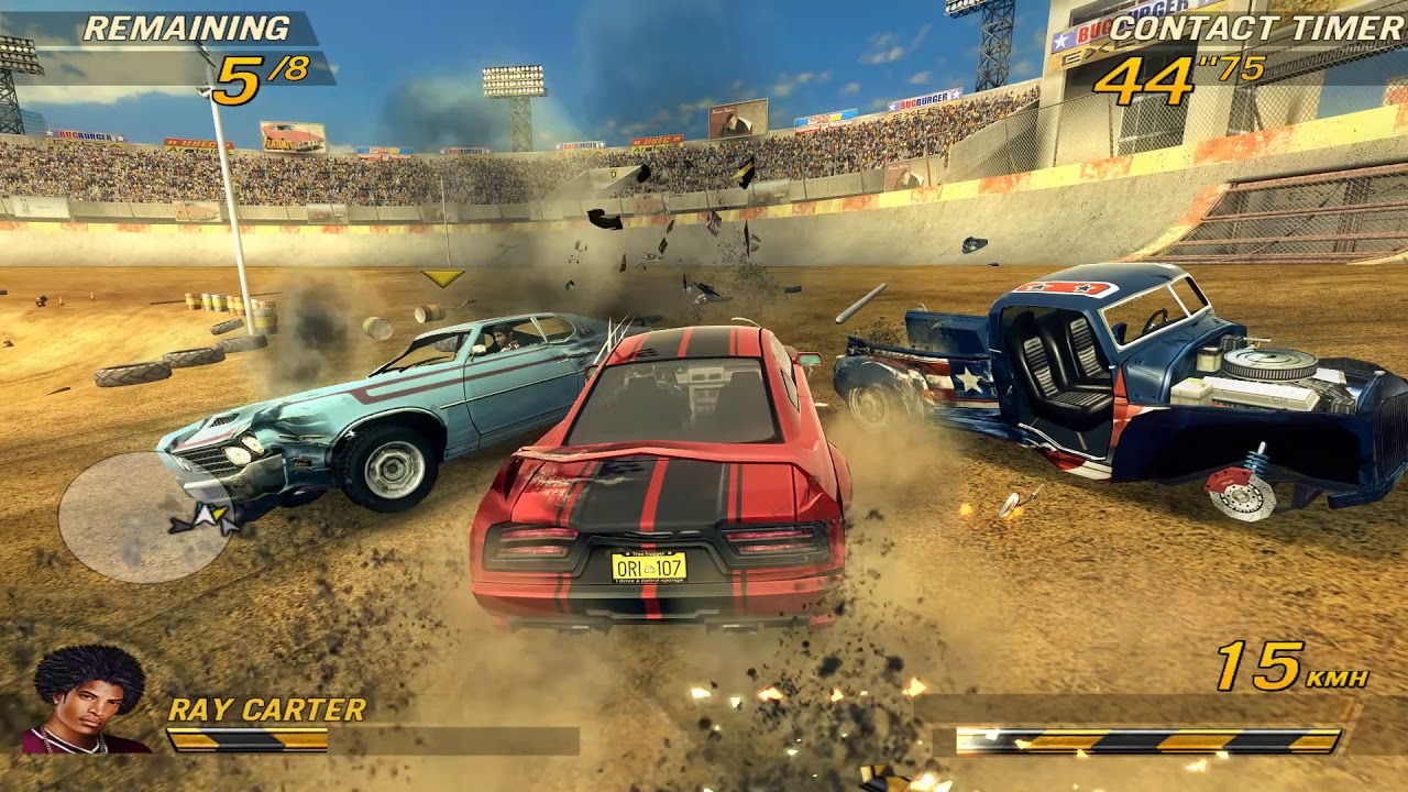 FlatOut 2 - Gameplay | Single Derby, Derby Bowl 3 | car: street class, Road King
