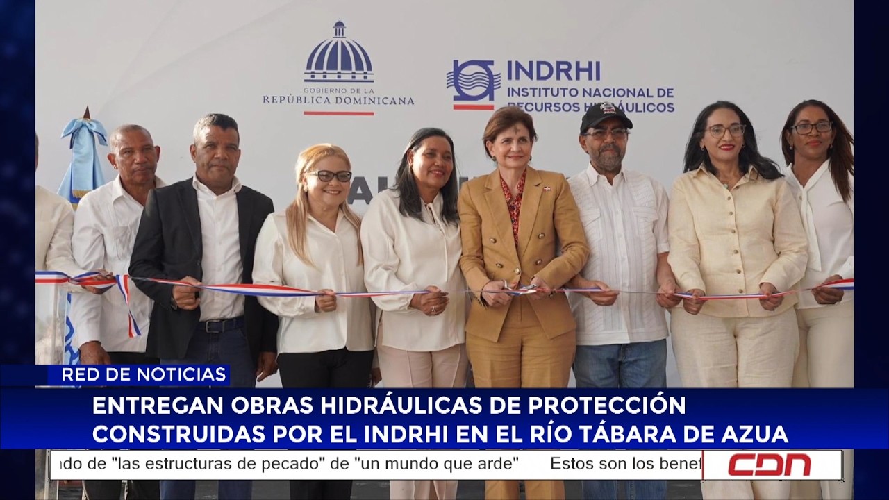 Entregan obras hidráulicas de protección construidas por el Indrhi en el río Tábara de Azua