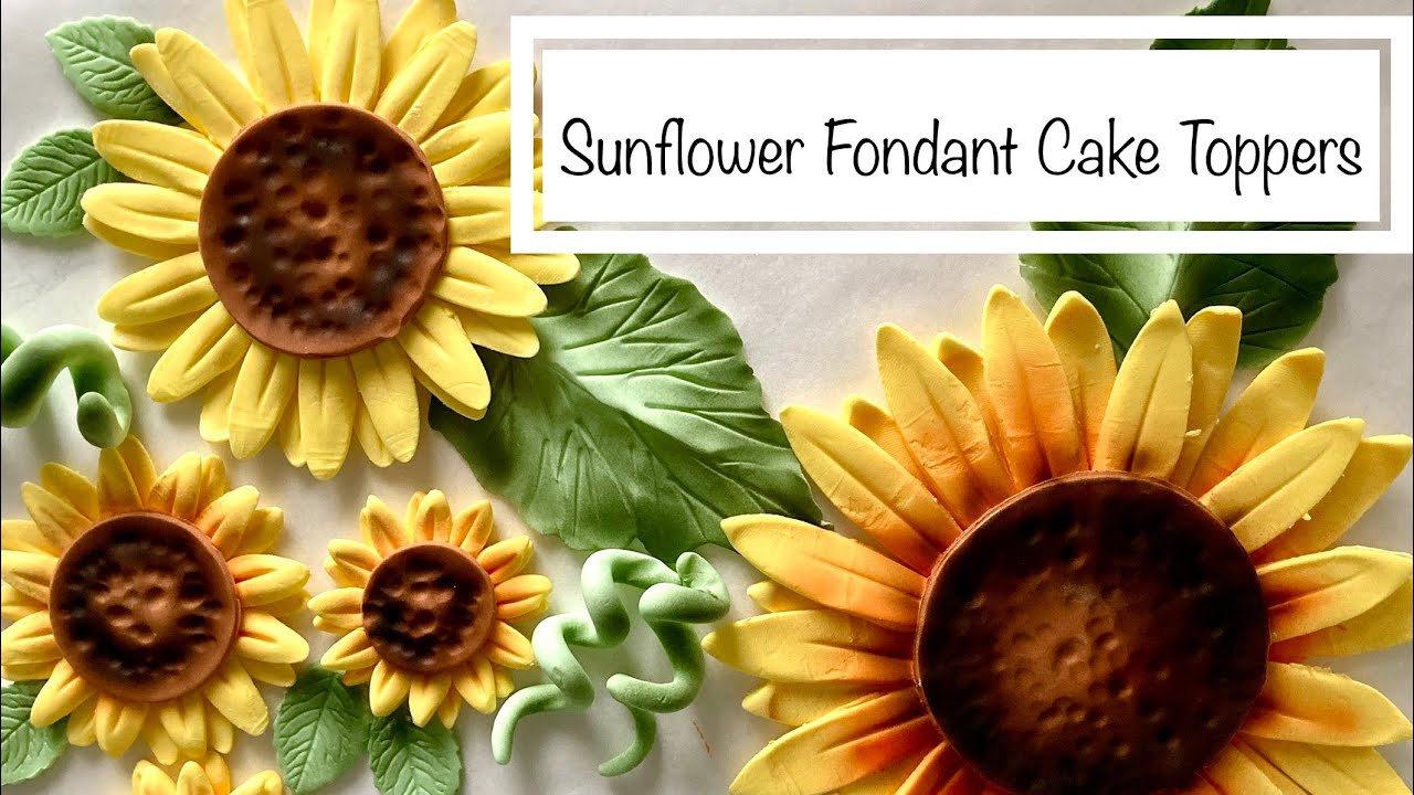 How to Make Fondant Sunflower Cake Toppers (NO WIRE!) | How to Make Fondant Leaves without a Cutter