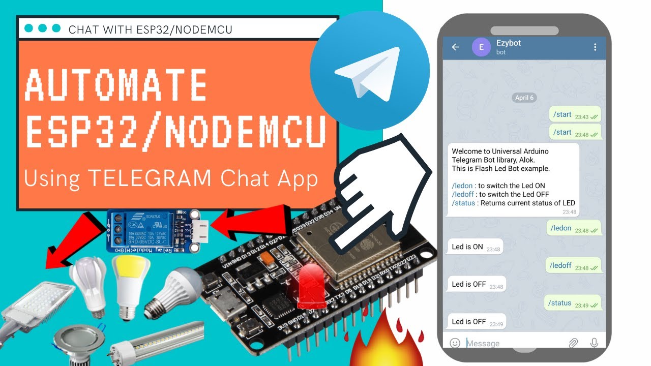 Automate ESP32 and NodeMCU using Telegram Chat App