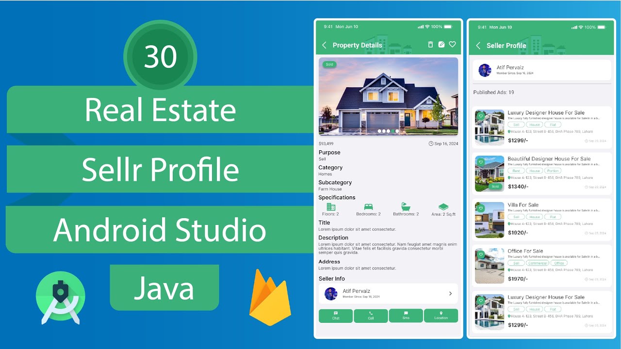 Real Estate App - 30 Seller Profile - Android Studio - Java