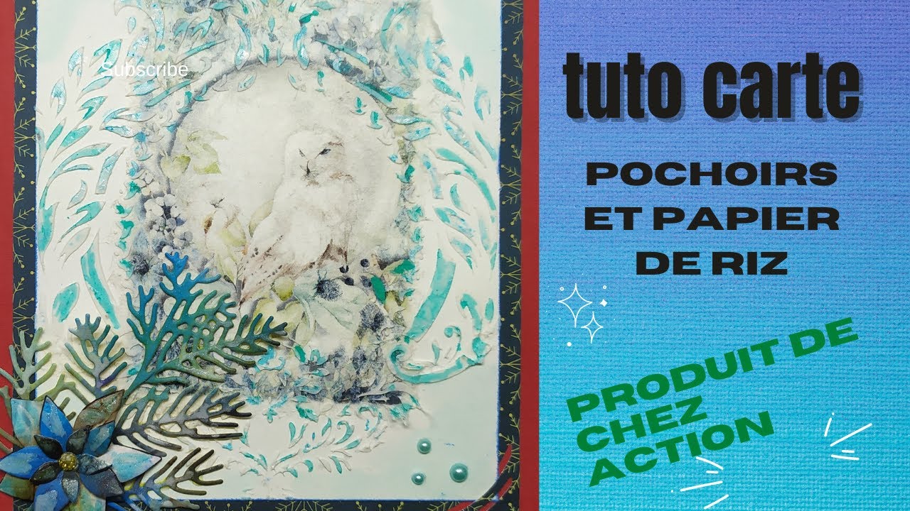 tuto carte papier de riz  pochoir et papiers Action